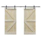 72 in. x 84 in. Unfinished Solid Core Knotty Pine Sliding Barn Door with Hardware Kit - Super Arbor