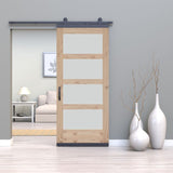 JELD-WEN 36-in x 80-in Unfinished Frosted Glass White Cedar Wood Single Barn Door