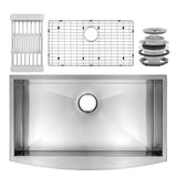 Handcrafted All-in-One Farmhouse Apron Front Stainless Steel 30 in. x 20 in. x 9 in. Single Bowl Kitchen Sink