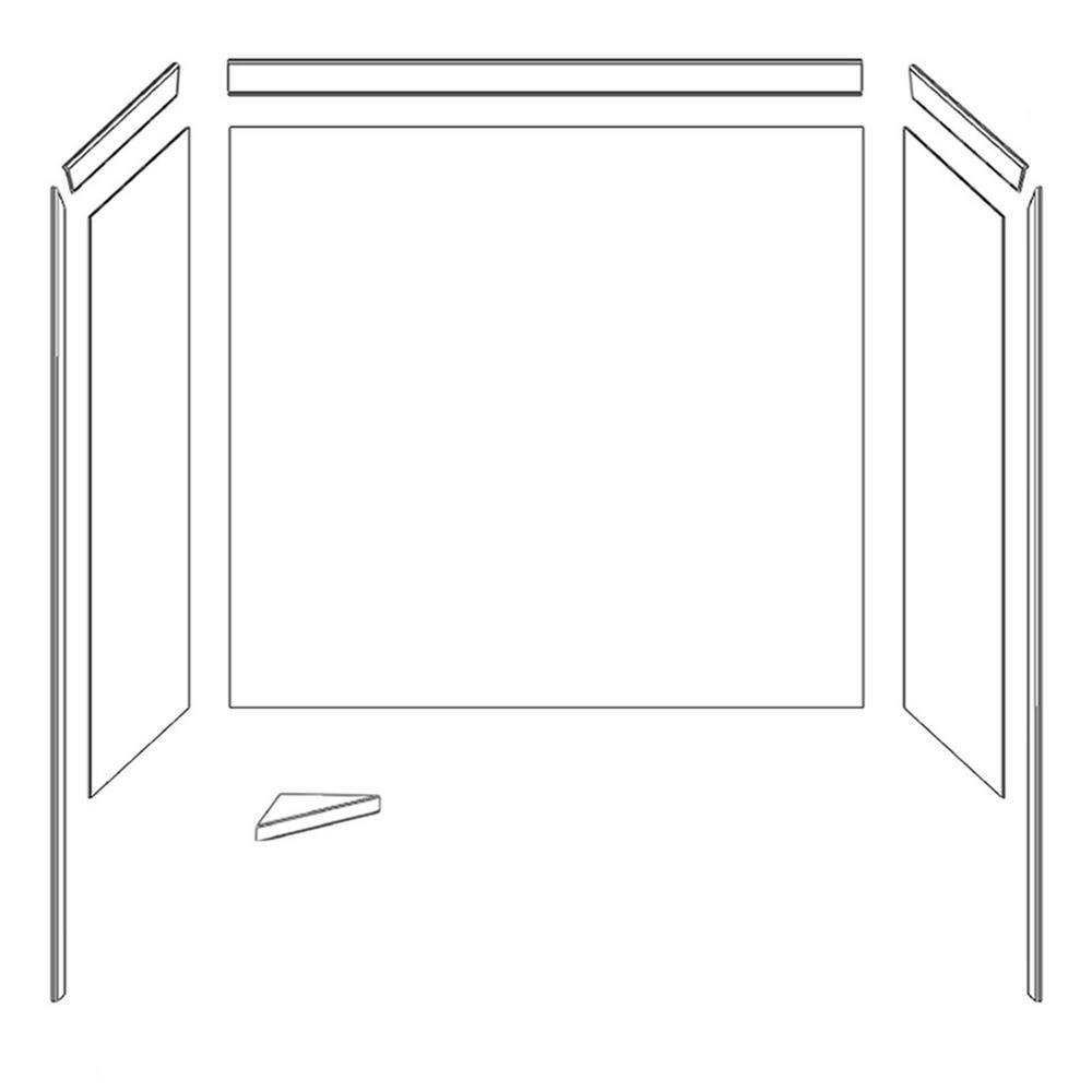 Elite 32 in. x 60 in. x 60 in. 9-Piece Easy Up Adhesive Tub Surround in Calypso - Super Arbor