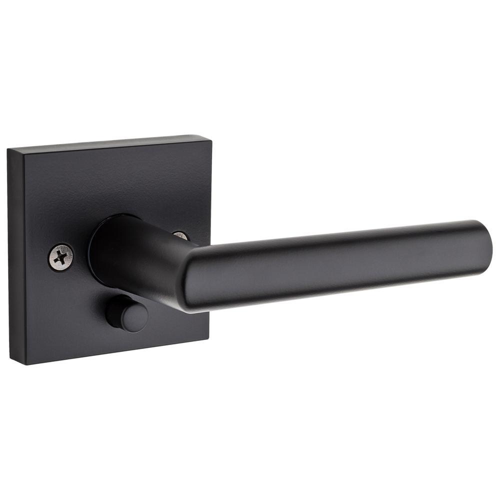 Halifax Square Matte Black Privacy Bed/Bath Door Lever (4-Pack) - Super Arbor