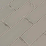 MSI Pebble 3 in. x 9 in. x 8mm Glossy Glass Gray Subway Tile (3.8 sq. ft. /case)