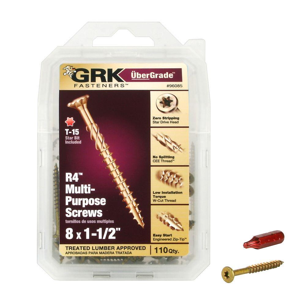 #8 x 1-1/2 in. R4 Multi-Purpose Star Drive Flat Head Screw (110 per Pack)