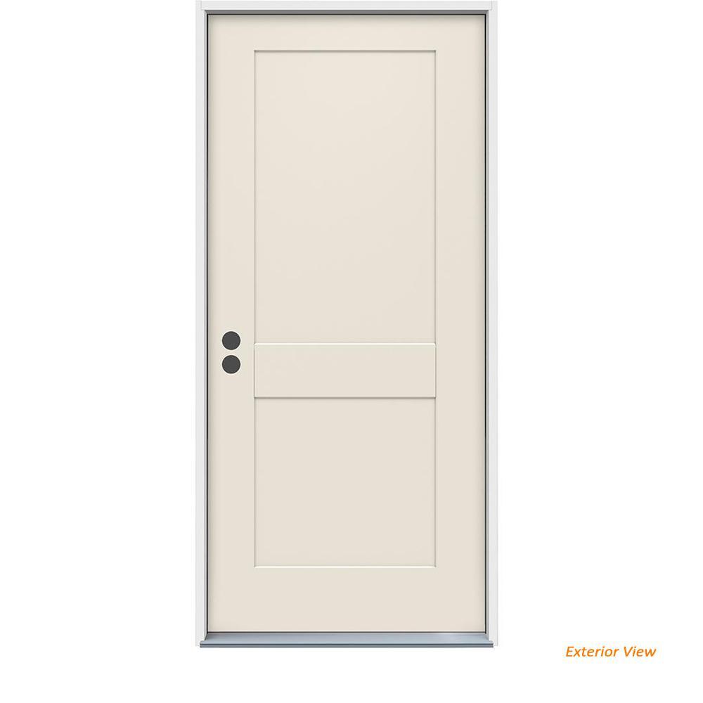 32 in. x 80 in. 2-Panel Craftsman Primed Steel Prehung Right-Hand Inswing Front Door - Super Arbor