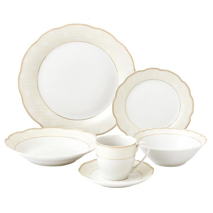57-Piece Specialty Gold Accent Porcelain Dinnerware Set (Service for 8)