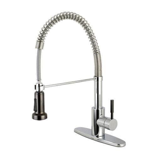 Kingston Brass Concord Black and Chrome 1-Handle Deck-Mount Pull-Out Handle Kitchen Faucet (Deck Plate Included)