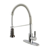 Kingston Brass Concord Black and Chrome 1-Handle Deck-Mount Pull-Out Handle Kitchen Faucet (Deck Plate Included)