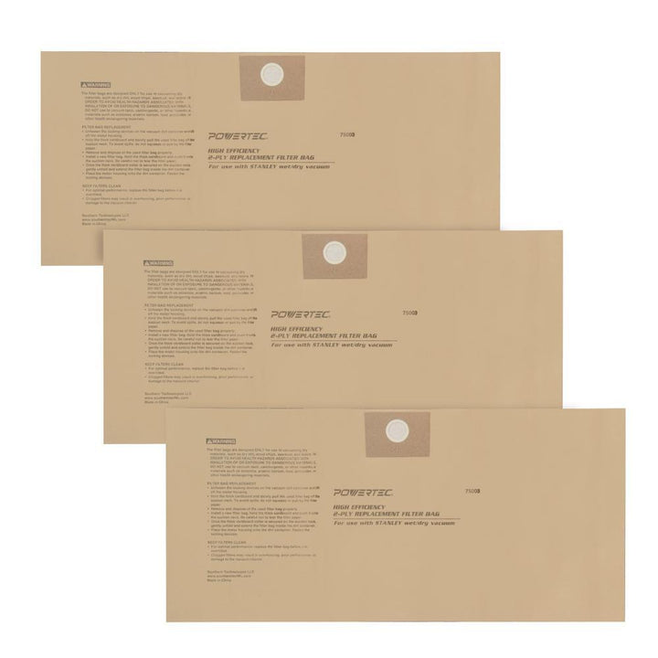 4 Gal. to 5 Gal. High Efficiency Filter Bags for Stanley 25-1230 (3-Pack) - Super Arbor