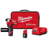 Milwaukee M12 FUEL SURGE 12V Lithium-Ion Brushless Cordless 1/4 in. Hex Impact Driver Compact Kit with M12 Multi-Tool