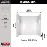 Distinction 60 in. W x 60 in. H Three Piece Glue Up Tub Surrounds in High Gloss White