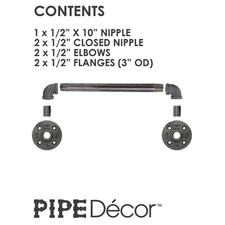 1/2 in. x 14.5 in. L Black Pipe Barn Door Handle Kit