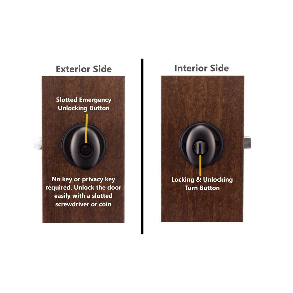 Egg Black Privacy Bed/Bath Door Knob - Super Arbor