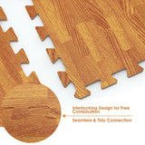 Gymax 12 Pieces EVA Foam Floor Interlocking Tile Mat w/ Natural Wood Grain