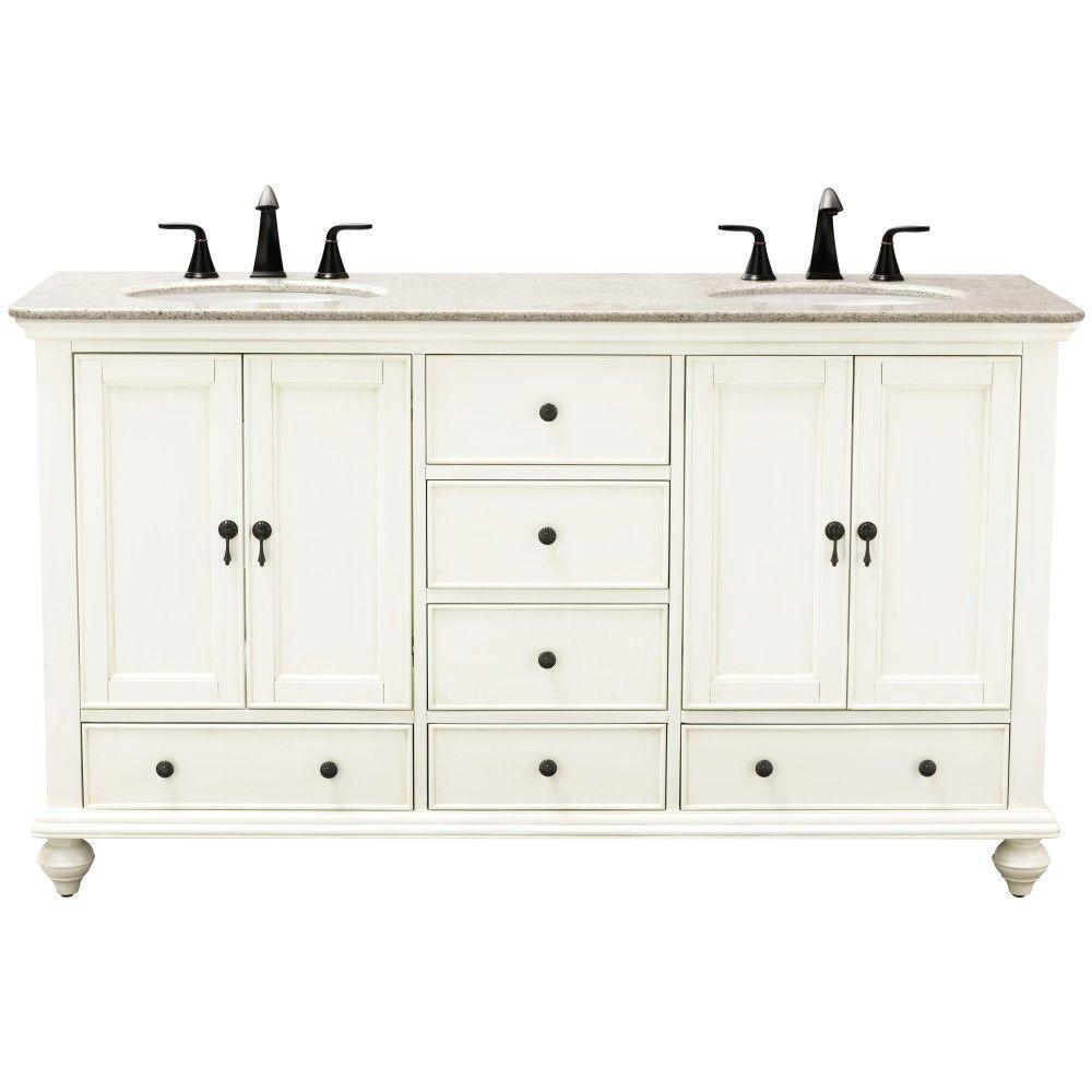 Newport 61 in. W x 21-1/2 in. D Double Bath Vanity in Black with Granite Vanity Top in Gray - Super Arbor