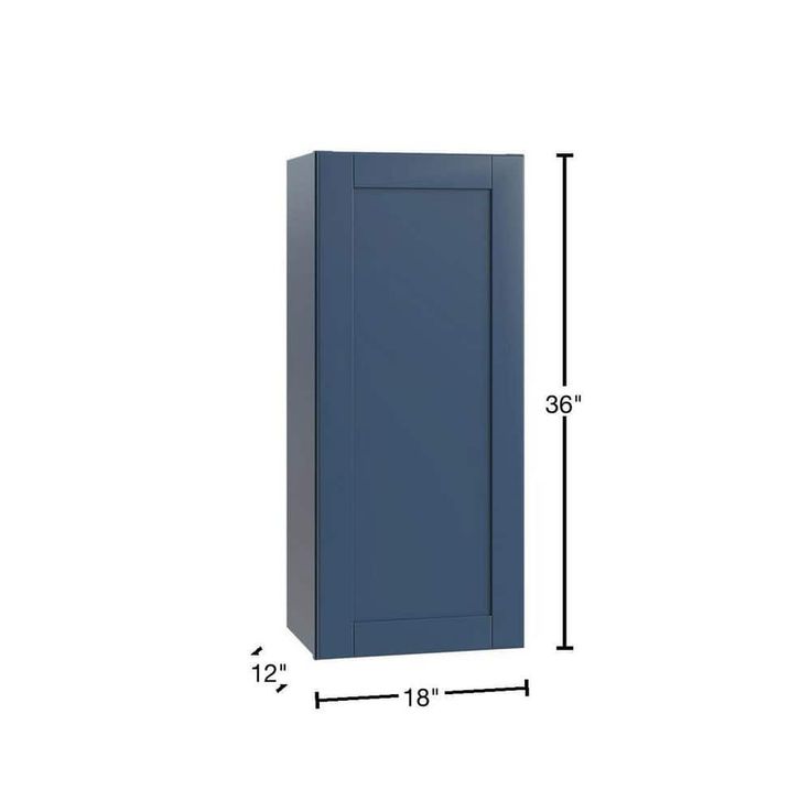 Home Decorators Collection Washington Vessel Blue Plywood Shaker Assembled Wall Kitchen Cabinet Soft Close Left 18 in W x 12 in D x 36 in H