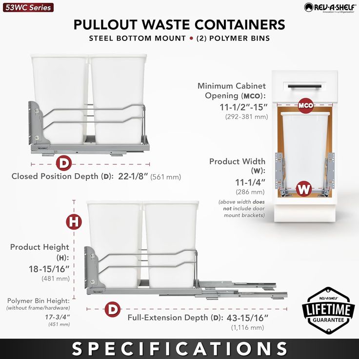 Rev-A-Shelf 27-Quart Plastic Soft Close Pull Out Trash Can