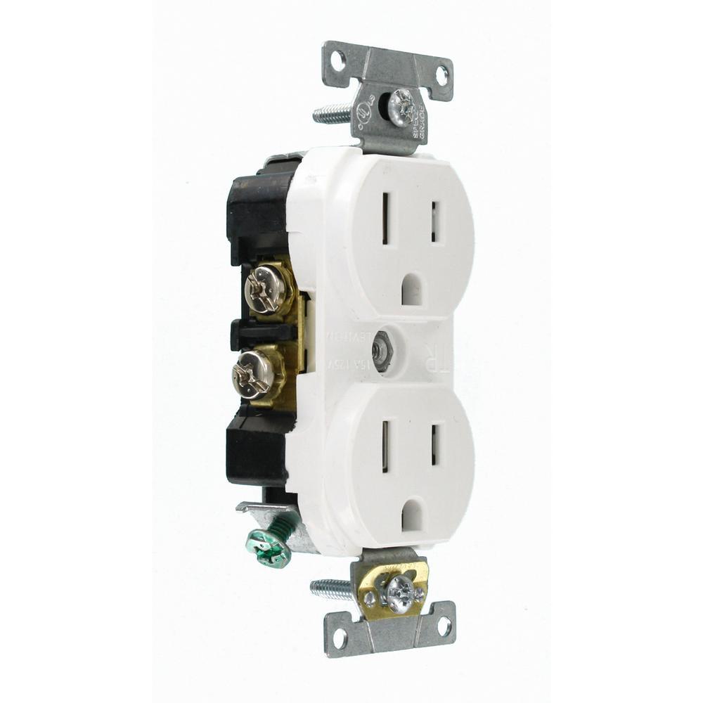 15 Amp Commercial Grade Tamper Resistant Duplex Outlet, White - Super Arbor