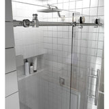 52 in. - 56 in. x 78 in. Frameless Sliding Shower Door in Brushed Nickel with Handle - Super Arbor