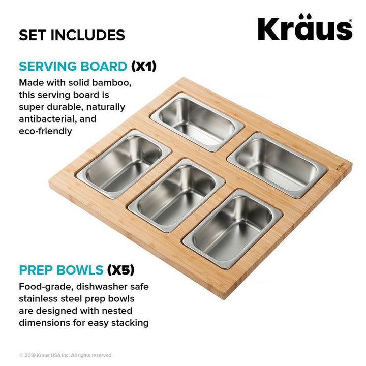 16.75 in. Workstation Kitchen Sink Serving Board Set with Stainless Steel Mixing Bowl and Colander