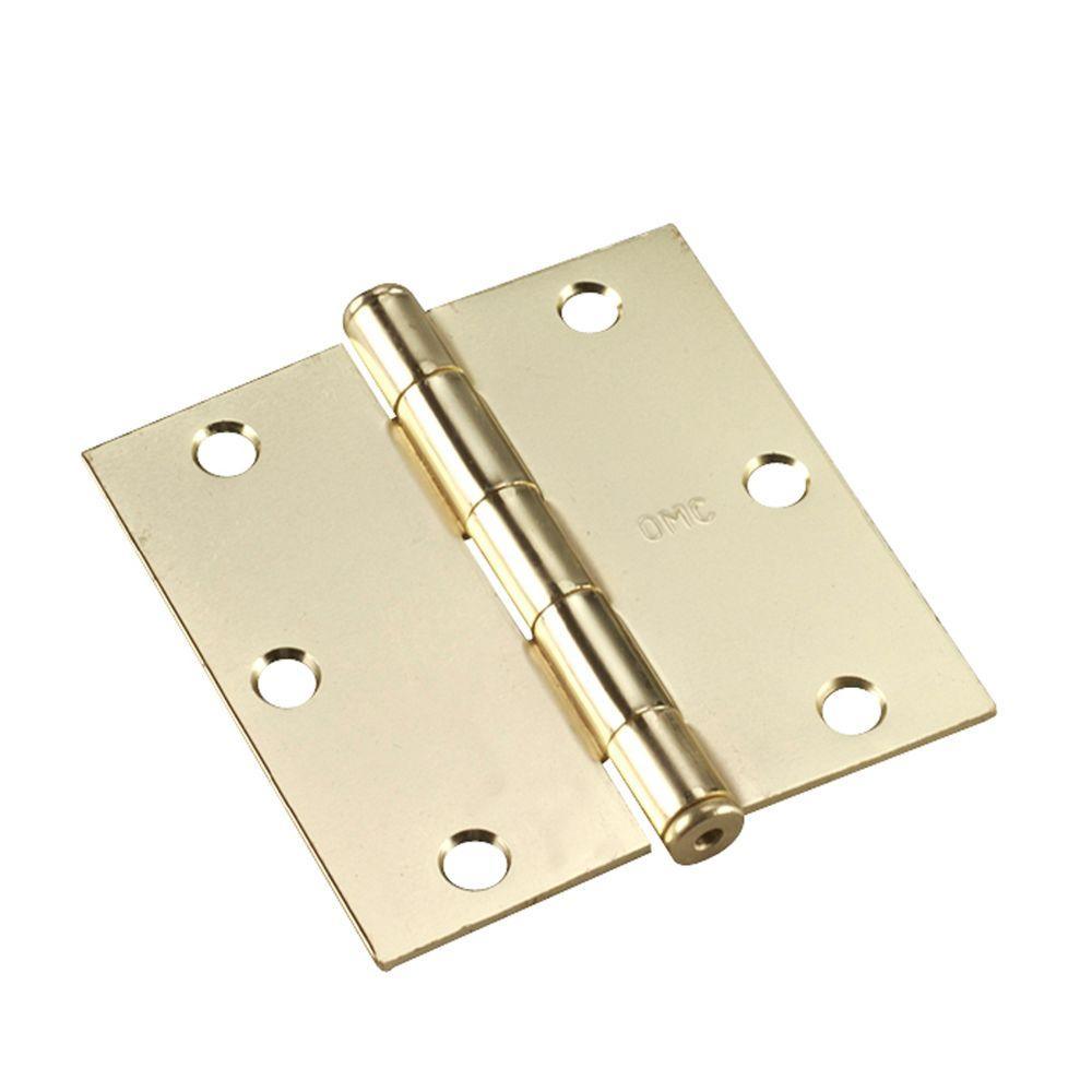 (2-Pack) 3-1/2 in. x 3-1/2 in. Antique Brass Full Mortise Butt Hinge
