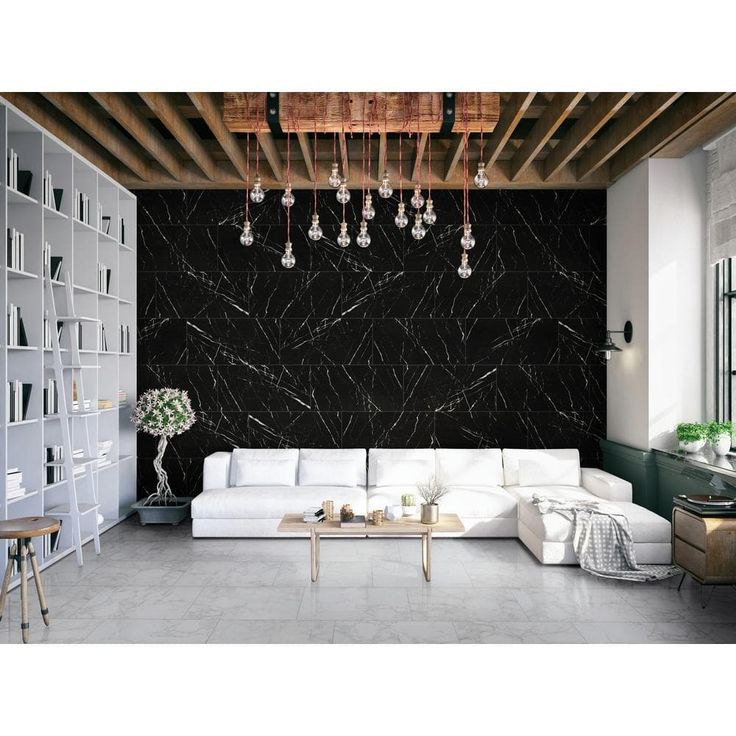 Aashini Black 16 in. x 32 in. Polished Porcelain Floor and Wall Tile (14.20 sq. ft./Case)