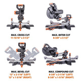 15 Amp 10 in. Dual Bevel Sliding Miter Saw with Laser Guide, Dust Bag, 13 ft. Power Cord, and 28-T Multi-Material Blade - Super Arbor