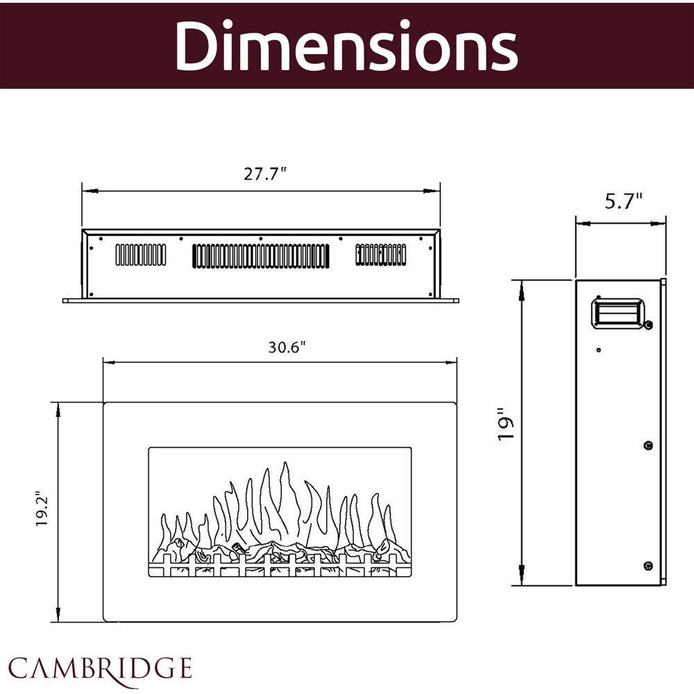 Callisto 30 in. Wall-Mount Electric Fireplace in Black - Super Arbor