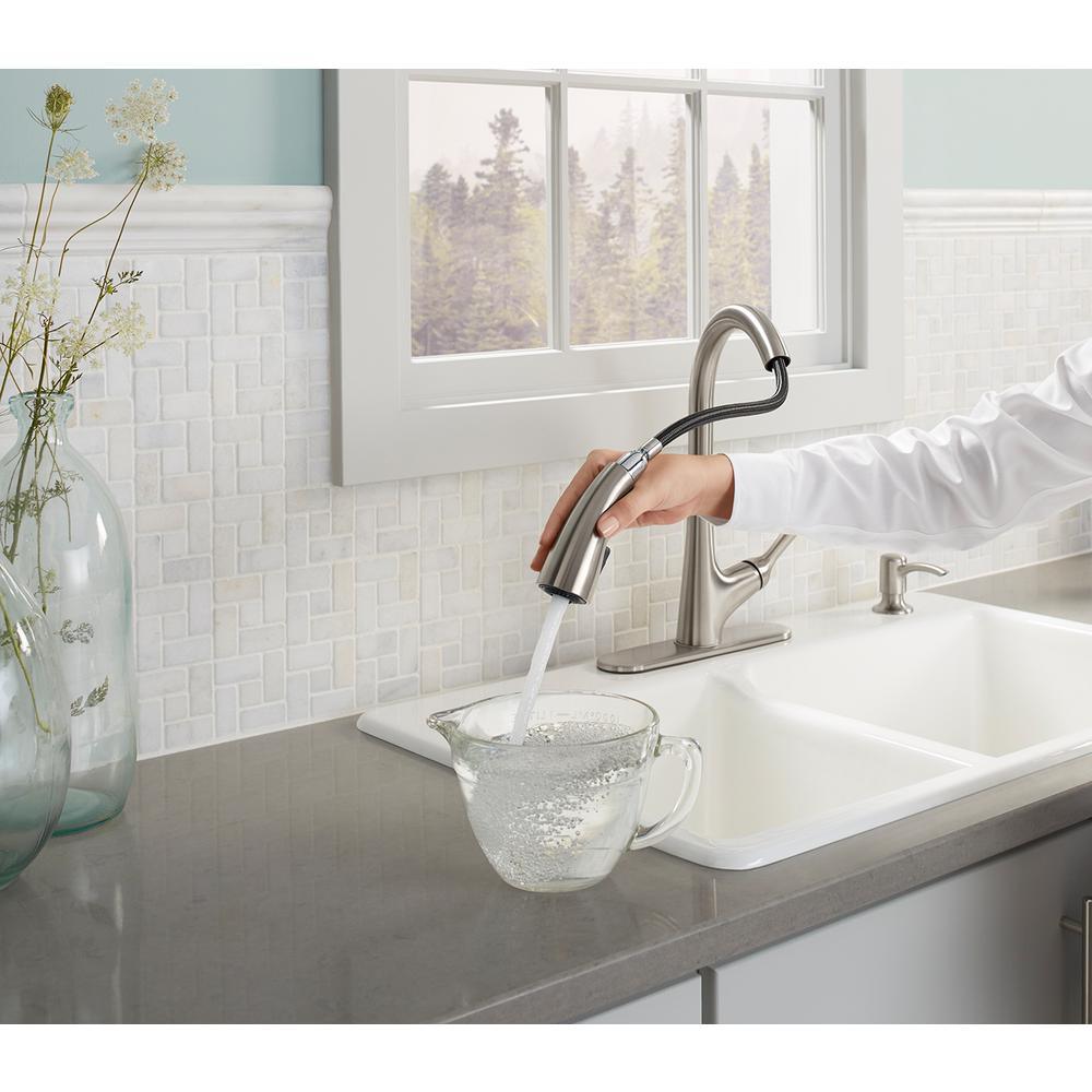 Elmbrook Single-Handle Pull-Down Sprayer Kitchen Faucet in Vibrant Stainless - Super Arbor