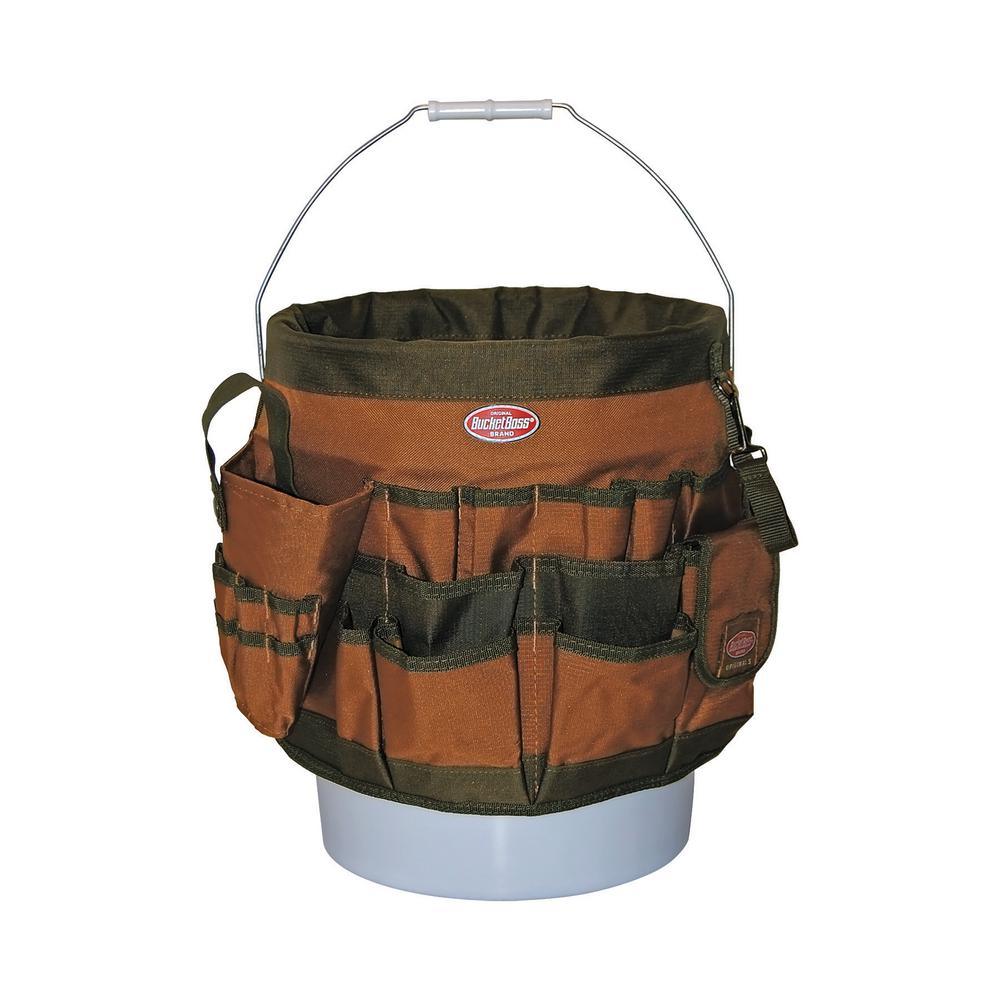 11 in. 56-Pocket Tool Bucket Organizer in Brown and Green - Super Arbor