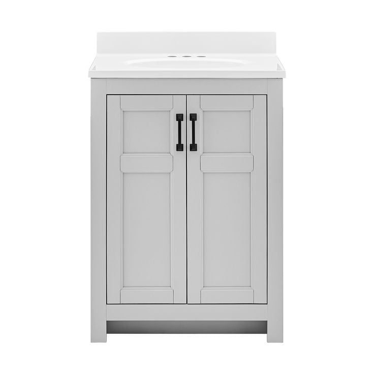 Style Selections Lowry 25-in Light Gray Single Sink Bathroom Vanity with White Acrylic Top