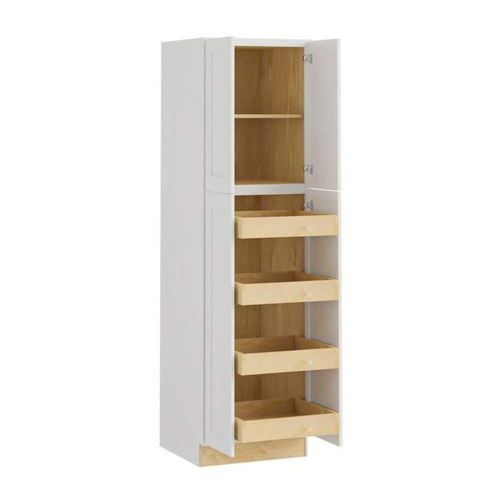 Home Decorators Collection Newport 24 in. W x 24 in. D x 84 in. H Assembled Plywood Pantry Kitchen Cabinet in Pacific White with 4ROT Soft Close