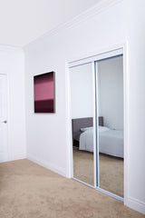 RELIABILT BY0120 72-in x 80-in Bright White Mirrored Glass Prefinished Mirror Sliding Door Hardware Included