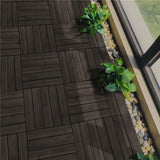 Topeakmart Pack of 27 Interlocking Wood Flooring Tiles Indoor & Outdoor for Patio Garden Deck Poolside 12''x12'' Dark Brown