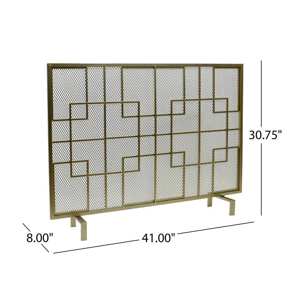Alamance Modern Gold Single Panel Iron Fire Screen - Super Arbor