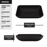 VIGO Black Sottile Rectangular MatteShell Glass Bathroom Vessel Sink
