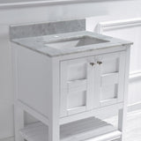 Newton 31 in. x 22 in. Carrara Marble Vanity Top with Square Sink for Single Hole Installation in Carrara White - Super Arbor