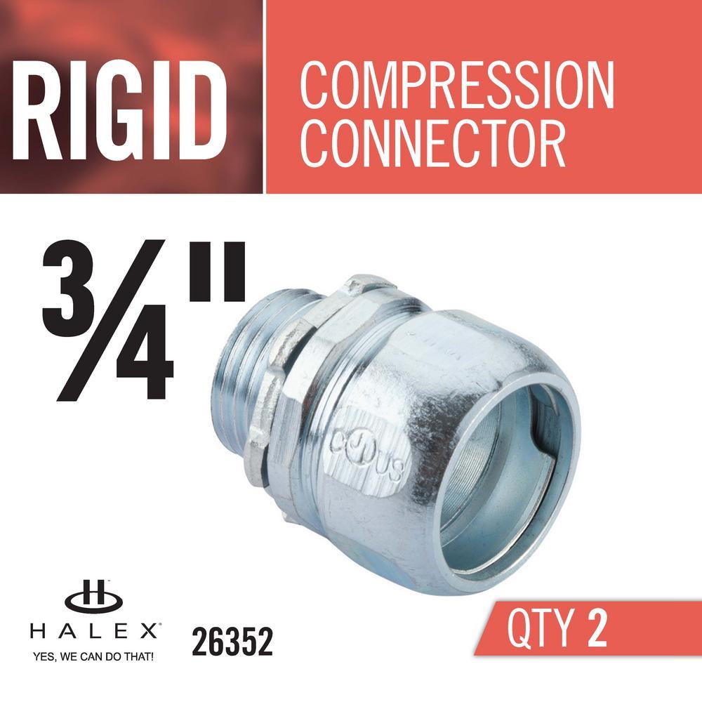3/4 in. Rigid Threadless Compression Conduit Connectors (2-Pack) - Super Arbor