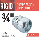 3/4 in. Rigid Threadless Compression Conduit Connectors (2-Pack) - Super Arbor