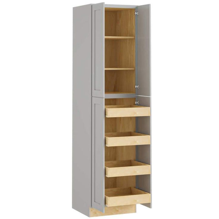 Home Decorators Collection Newport 24 in. W x 24 in. D x 96 in. H Assembled Plywood Pantry Kitchen Cabinet in Pearl Gray with 4ROT Soft Close