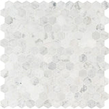 Carrara White Hexagon 12 in. x 12 in. x 8mm Honed Marble Mesh-Mounted Mosaic Tile (9.8 sq. ft./Case)