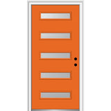36 in. x 80 in. Davina Right-Hand Inswing 5-Lite Frosted Glass Painted Steel Prehung Front Door on 4-9/16 in. Frame - Super Arbor