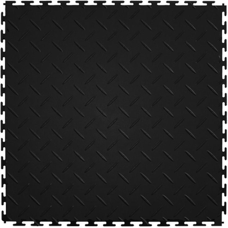 Supreme Garage Tiles Diamond Plate 1.71 ft. Width x 1.17 ft. Length Black PVC Garage Flooring