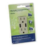 3.6A USB Dual Type A In-Wall Charger with 15 Amp Tamper-Resistant Outlets, Ivory - Super Arbor