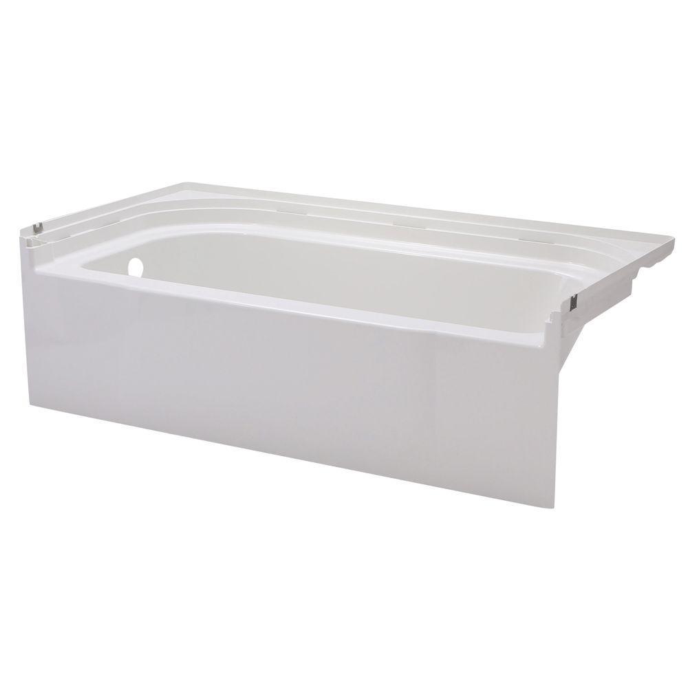 Accord 5 ft. Right Drain Rectangular Alcove Soaking Tub in White - Super Arbor