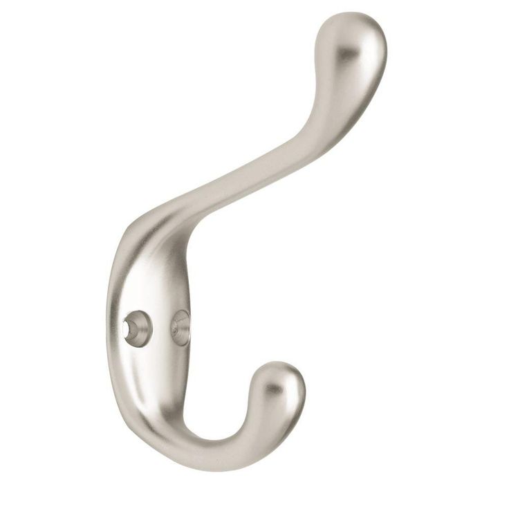3-1/2 in. Satin Nickel Heavy Duty Coat Hook (3-Pack)