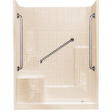 60 in. x 33 in. x 77 in. Standard Plus 24 Low Threshold 3-Piece Shower Kit in White with Right Seat and Left Drain - Super Arbor
