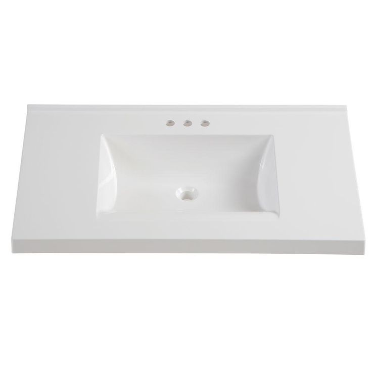 37 in. W x 22 in. D Cultured Marble Vanity Top in White with White Sink