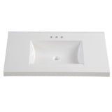37 in. W x 22 in. D Cultured Marble Vanity Top in White with White Sink