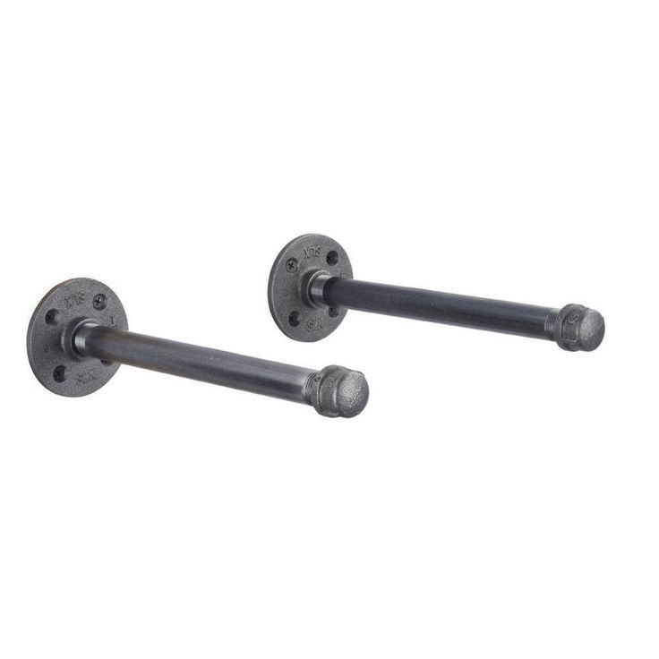 1/2 in. Black Pipe 12 in. L Wall Mounted Shelf Bracket Kit (2-Pack)