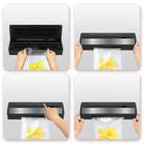 White with Reusable Vacuum Food Bags Automatic Food Vacuum Sealer Electric Air Sealing Preserver System